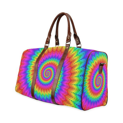 Psychedelic Rainbow Spiral Waterproof Travel Bag/Large (Model 1639)