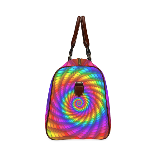 Psychedelic Rainbow Spiral Waterproof Travel Bag/Large (Model 1639)