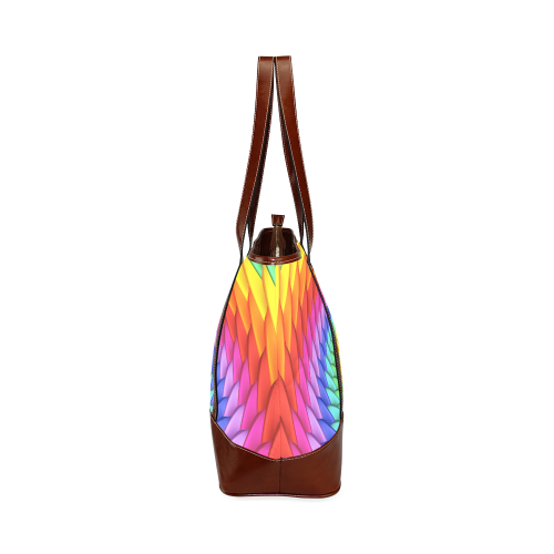 Psychedelic Rainbow Spiral Tote Handbag (Model 1642)
