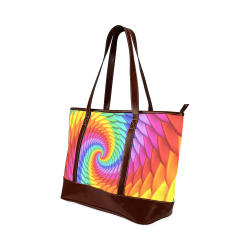 Psychedelic Rainbow Spiral Tote Handbag (Model 1642)