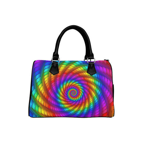 Psychedelic Rainbow Spiral Boston Handbag (Model 1621)