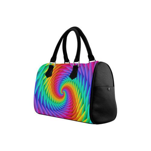 Psychedelic Rainbow Spiral Boston Handbag (Model 1621)