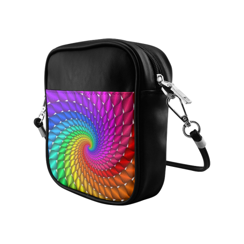 Psychedelic Rainbow Spiral Sling Bag (Model 1627)