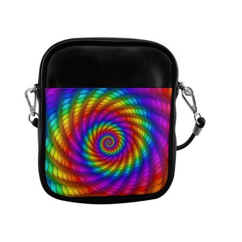 Psychedelic Rainbow Spiral Sling Bag (Model 1627)