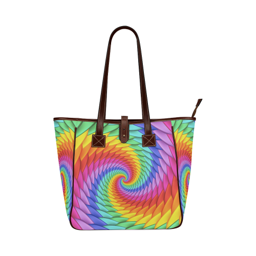 Psychedelic Rainbow Spiral Classic Tote Bag (Model 1644)