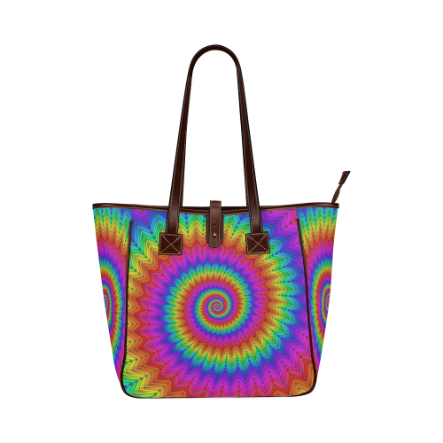 Psychedelic Rainbow Spiral Classic Tote Bag (Model 1644)