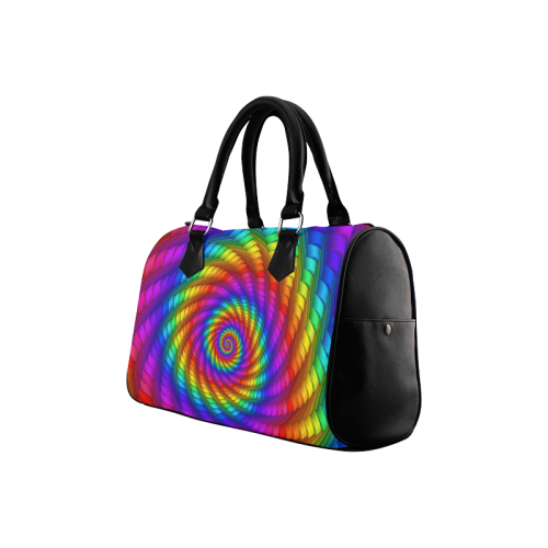 Psychedelic Rainbow Spiral Boston Handbag (Model 1621)