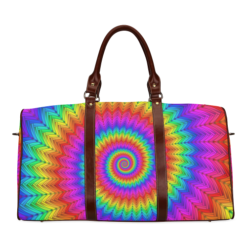 Psychedelic Rainbow Spiral Waterproof Travel Bag/Large (Model 1639)