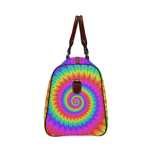 Psychedelic Rainbow Spiral Waterproof Travel Bag/Large (Model 1639)