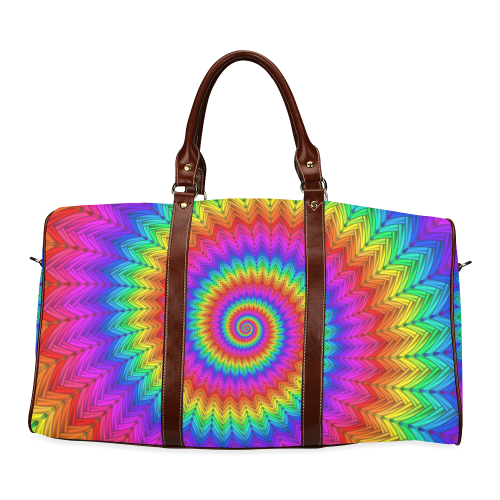 Psychedelic Rainbow Spiral Waterproof Travel Bag/Large (Model 1639)