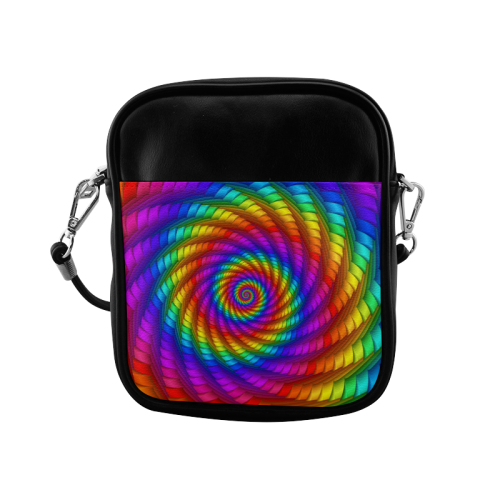 Psychedelic Rainbow Spiral Sling Bag (Model 1627)