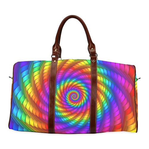 Psychedelic Rainbow Spiral Waterproof Travel Bag/Large (Model 1639)