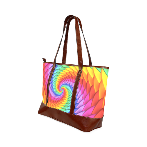 Psychedelic Rainbow Spiral Tote Handbag (Model 1642)