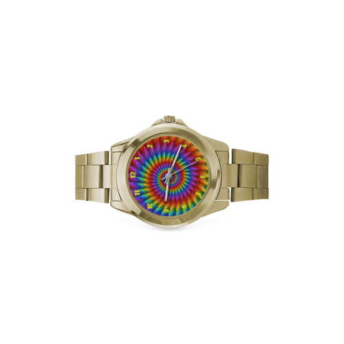 Psychedelic Rainbow Spiral Custom Gilt Watch(Model 101)