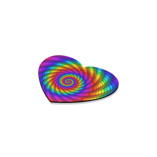 Psychedelic Rainbow Spiral Heart Coaster