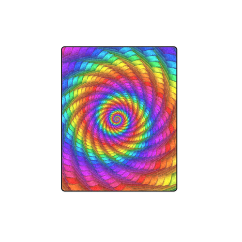 Psychedelic Rainbow Spiral Blanket 40"x50"