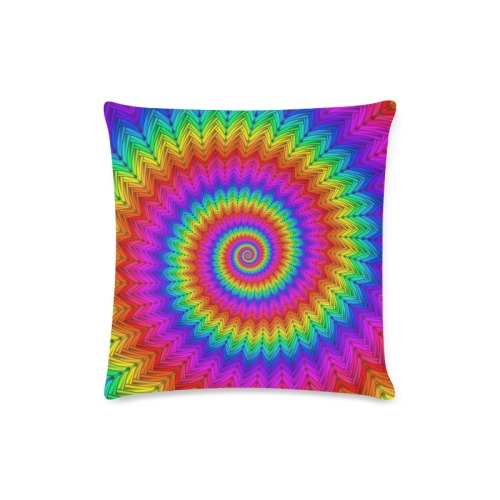 Psychedelic Rainbow Spiral Custom Zippered Pillow Case 16"x16" (one side)