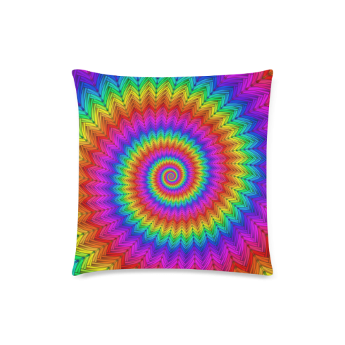 Psychedelic Rainbow Spiral Custom Zippered Pillow Case 18"x18" (one side)