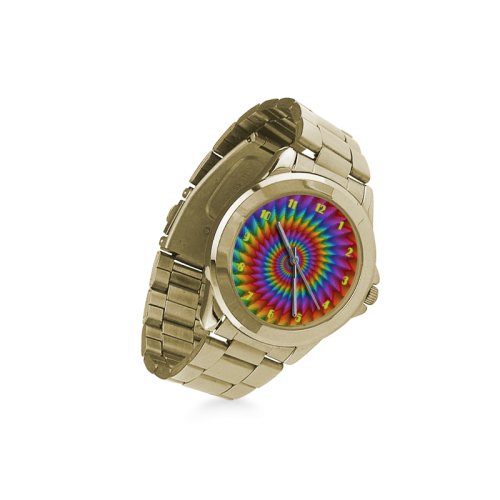 Psychedelic Rainbow Spiral Custom Gilt Watch(Model 101)