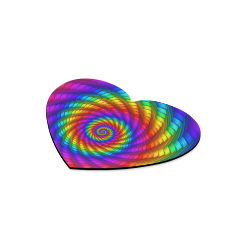 Psychedelic Rainbow Spiral Heart-shaped Mousepad