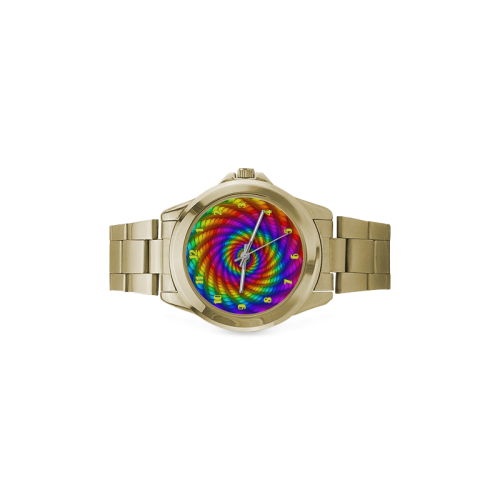 Psychedelic Rainbow Spiral Custom Gilt Watch(Model 101)