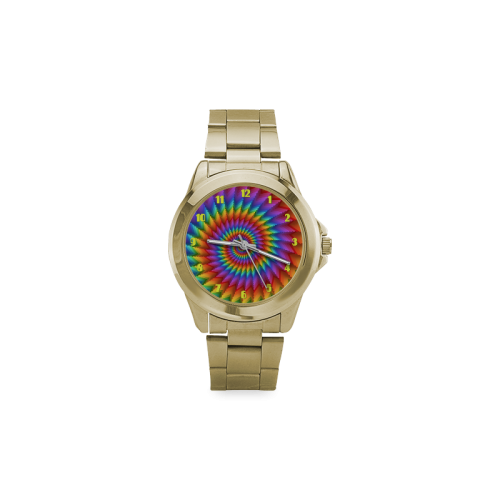Psychedelic Rainbow Spiral Custom Gilt Watch(Model 101)
