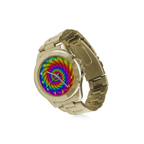 Psychedelic Rainbow Spiral Custom Gilt Watch(Model 101)