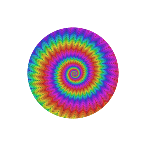 Psychedelic Rainbow Spiral Round Mousepad