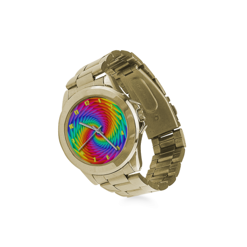 Psychedelic Rainbow Spiral Custom Gilt Watch(Model 101)