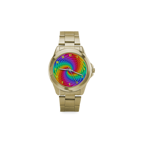 Psychedelic Rainbow Spiral Custom Gilt Watch(Model 101)