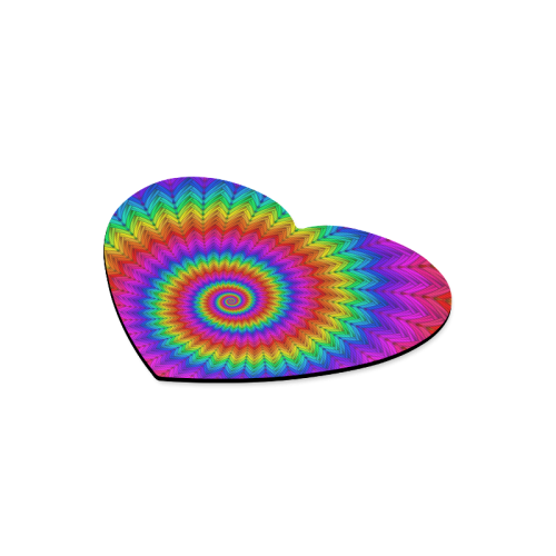 Psychedelic Rainbow Spiral Heart-shaped Mousepad