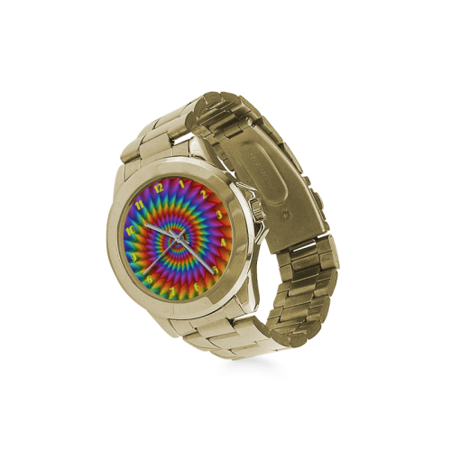 Psychedelic Rainbow Spiral Custom Gilt Watch(Model 101)