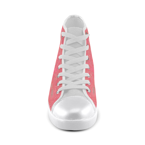 Blood Pink and Orange Fire Stone I Women's High Top Canvas Shoes (Model