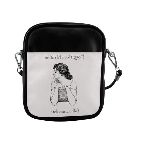 Funny Attitude Vintage Sass Forget Love I'd Rather Fall In Chocolate Sling Bag (Model 1627)