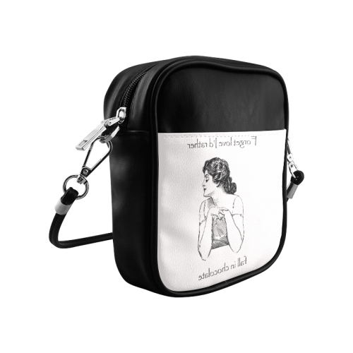 Funny Attitude Vintage Sass Forget Love I'd Rather Fall In Chocolate Sling Bag (Model 1627)