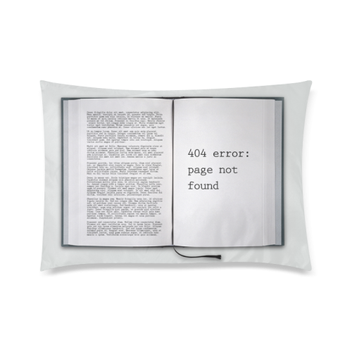 Funny Book Error 404 Page Not Found Geek Custom Zippered Pillow Case 20"x30"(Twin Sides)