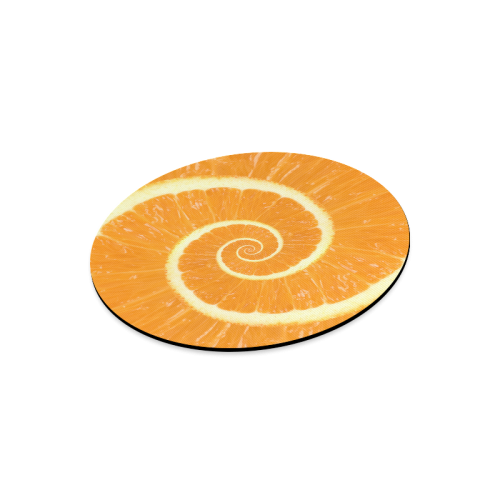 Spiral Citrus Orange Droste Round Mousepad