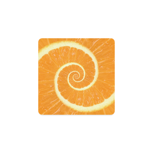 Spiral Citrus Orange Droste Square Coaster