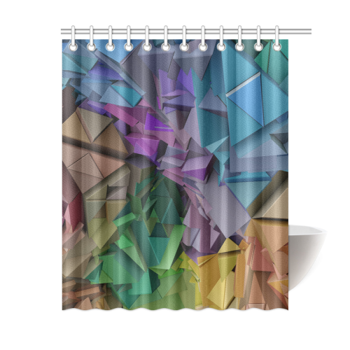 Colorful Abstract 3D Low Poly Geometric Shower Curtain 60"x72"
