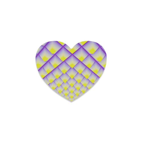 Yellow and Purple 3D Pyramids Pattern Heart Coaster