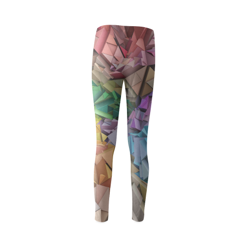 Colorful Abstract 3D Low Poly Geometric Cassandra Women's Leggings (Model L01)