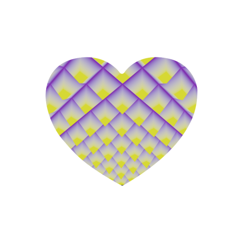 Yellow and Purple 3D Pyramids Pattern Heart-shaped Mousepad