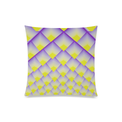 Yellow and Purple 3D Pyramids Pattern Custom Zippered Pillow Case 20"x20"(One Side)