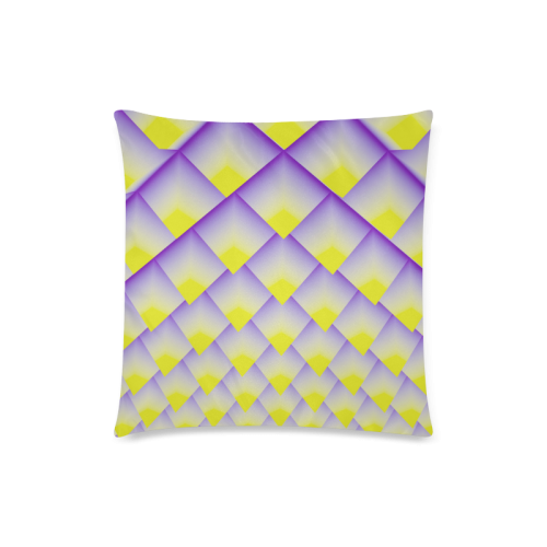 Yellow and Purple 3D Pyramids Pattern Custom Zippered Pillow Case 18"x18" (one side)