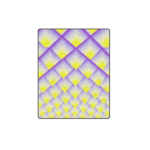 Yellow and Purple 3D Pyramids Pattern Blanket 40"x50"