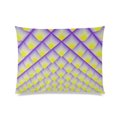Yellow and Purple 3D Pyramids Pattern Custom Zippered Pillow Case 20"x26"(Twin Sides)