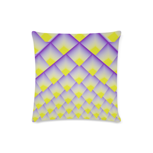 Yellow and Purple 3D Pyramids Pattern Custom Zippered Pillow Case 16"x16" (one side)