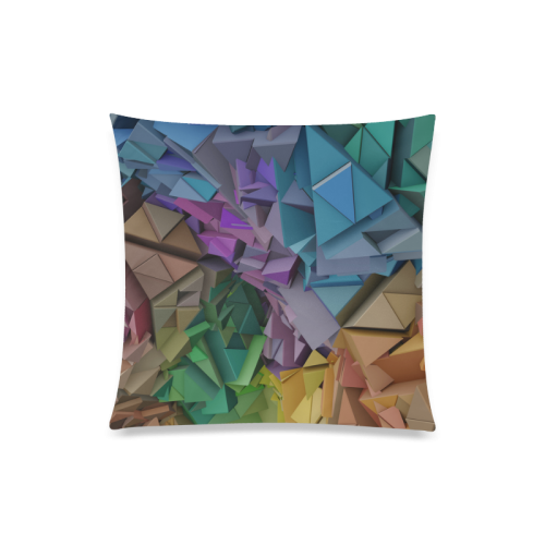 Colorful Abstract 3D Low Poly Geometric Custom Zippered Pillow Case 20"x20"(One Side)