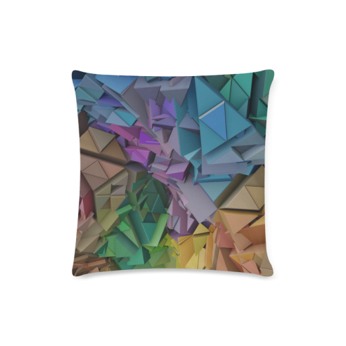 Colorful Abstract 3D Low Poly Geometric Custom Zippered Pillow Case 16"x16"(Twin Sides)