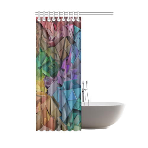 Colorful Abstract 3D Low Poly Geometric Shower Curtain 48"x72"